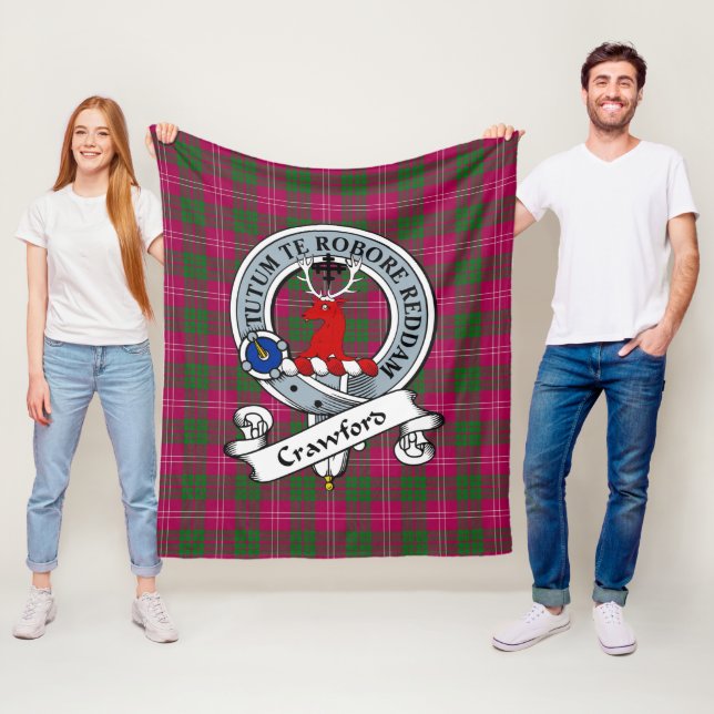 Couverture Polaire Badge de clan Crawford Tartan Plaid (En situation)