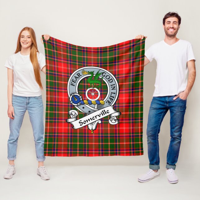 Couverture Polaire Badge De Clan De Somerville Tartan Plaid (En situation)