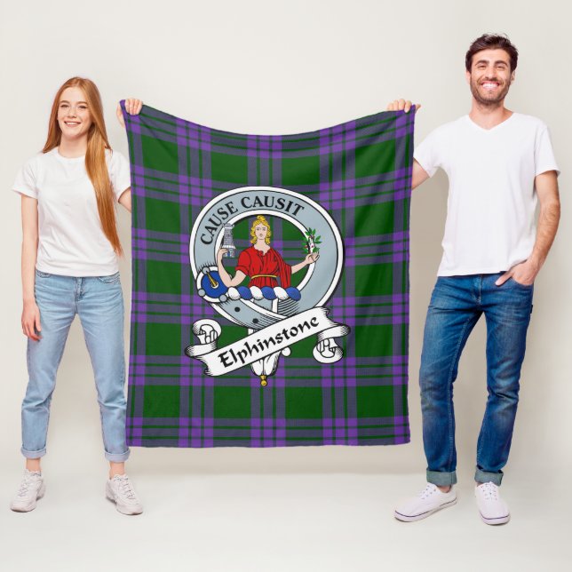 Couverture Polaire Badge de clan Elphinstone Tartan Plaid (En situation)