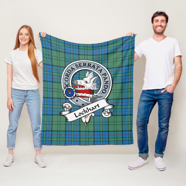 Couverture Polaire Badge de clan Lockhart Tartan Plaid (En situation)