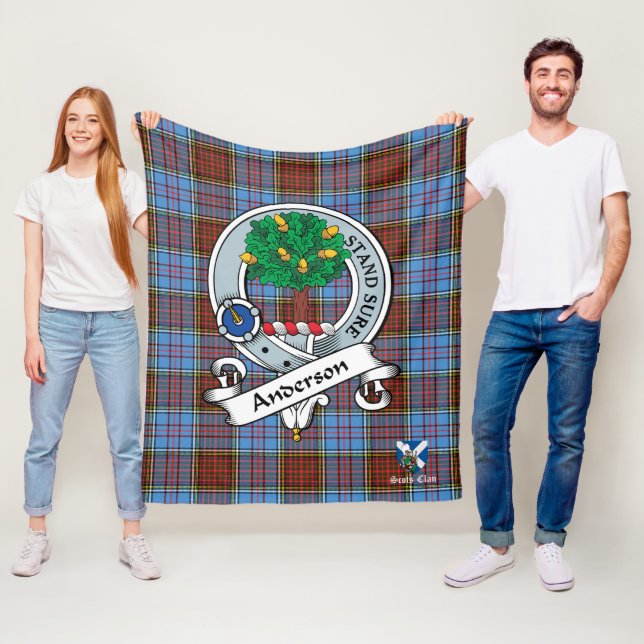 Couverture Polaire Badge de clan moderne Anderson Écossais Tartan Pla (En situation)