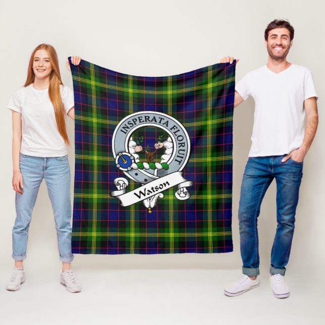 Couverture Polaire Badge de clan moderne Watson Tartan Plaid (En situation)