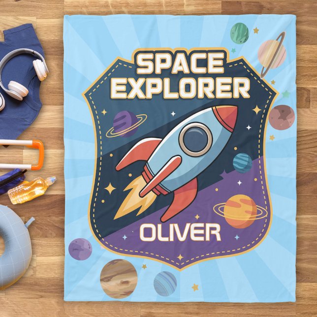 Couverture Polaire Badge de l'Explorateur d'espace mignon (Créateur téléchargé)