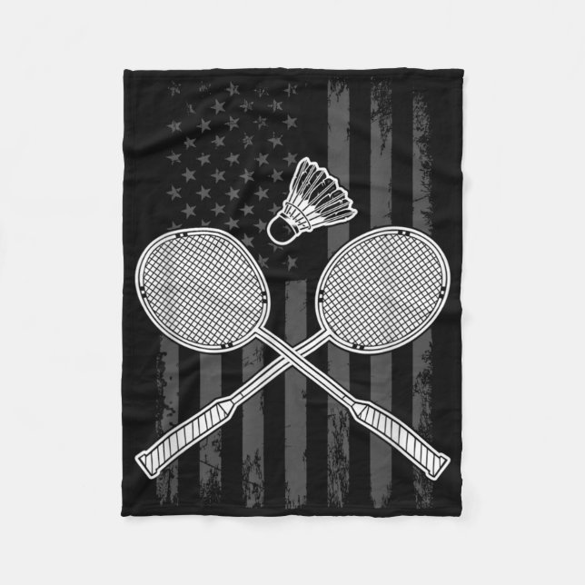 Couverture Polaire Badminton Et Volant Drapeau Américain  (Devant)