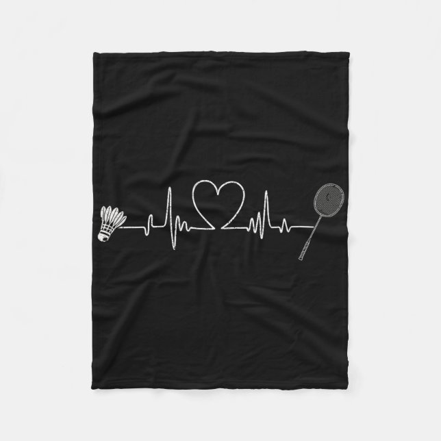 Couverture Polaire Badminton Heartbeat Funny Badminton (Devant)