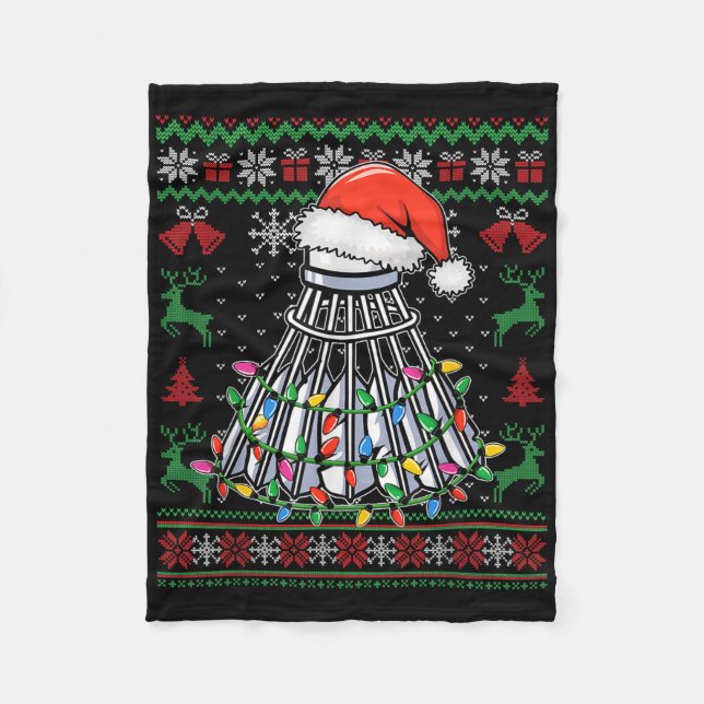 Couverture Polaire Badminton Lover Christmas Shuttle Santa Hat Funny (Devant)