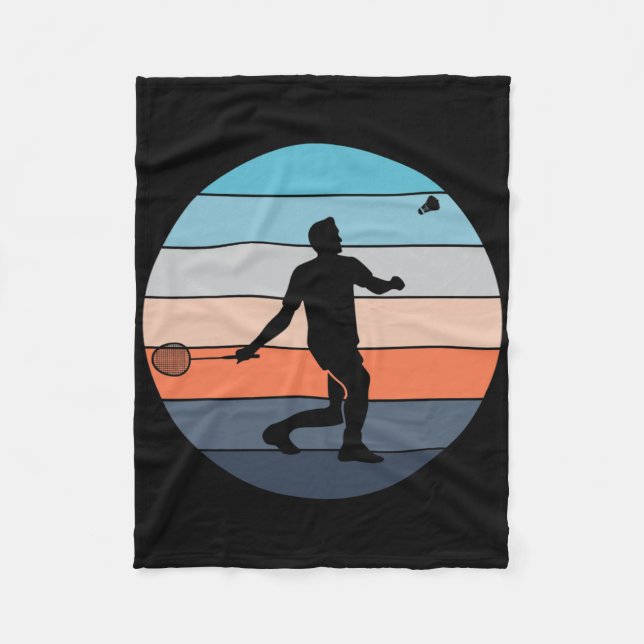 Couverture Polaire Badminton Player Racquet Sport Navette Retro Vinta (Devant)