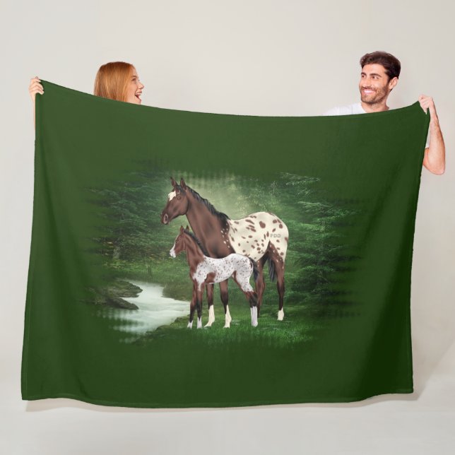 Couverture Polaire Baie et Blanche Appaloosa Mare et Foie (En situation)