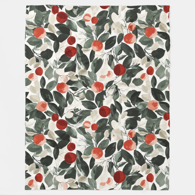 Couverture Polaire Baies rouges vertes de Noël (Devant)