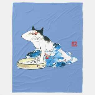 Couverture Polaire Bain japonais de chats humoristique II