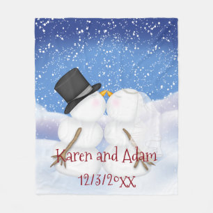 Couverture Polaire Baiser Snowmen Mariage Fleece Blanket Fun