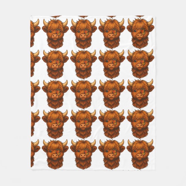 Couverture Polaire Baisers à papillon et carreaux de moo - Toison méd (Devant)