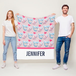 Couverture Polaire Baising Bears Motif sur Pois