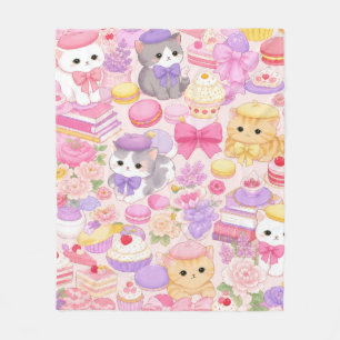 Couverture Polaire Bakkerij van Kawaii Kitty Kat Zoet Gebak Roze Patr