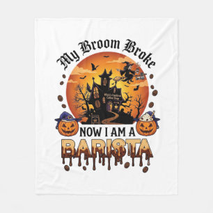 Couverture Polaire Balai Brisé Barista Halloween Sorcière Café Citrou