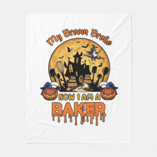 Couverture Polaire Balai Brisé Pâtissier Halloween Sorcière Chef Citr
