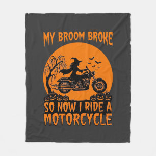 Couverture Polaire Balai Casse Halloween Sorcière Moto Chauves-Souris