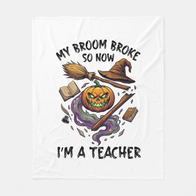 Couverture Polaire Balai Cassé Prof Halloween Citrouille Chapeau De S (Devant)