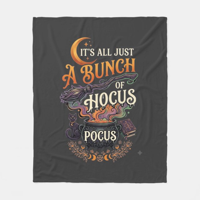 Couverture Polaire Balai de sorcière Hocus Pocus Chat noir Chaudron m (Devant)