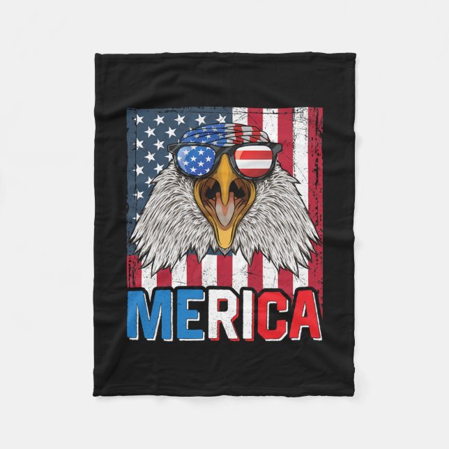 Couverture Polaire Bald Eagle Merica 4 juillet (Devant)