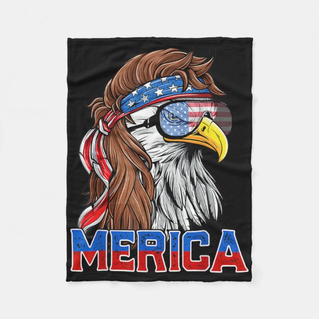 Couverture Polaire Bald Eagle Mullet Merica drapeau américain Patriot (Devant)