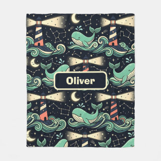 Couverture Polaire Baleine mignonne et phare