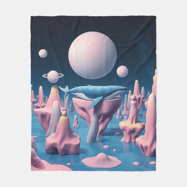 Couverture Polaire Baleine pastel dans l'île flottante Dreamscape (Devant)
