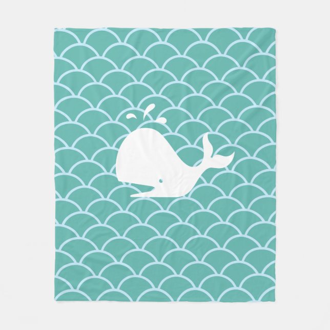 Couverture Polaire Baleine sur un océan ondoyant sarcelle (Devant)