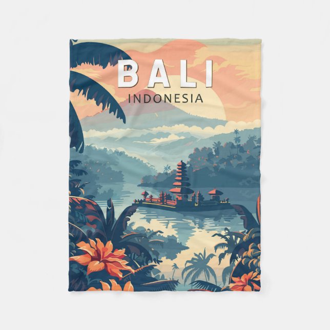 Couverture Polaire Bali Indonésie Travel Art Vintage (Devant)