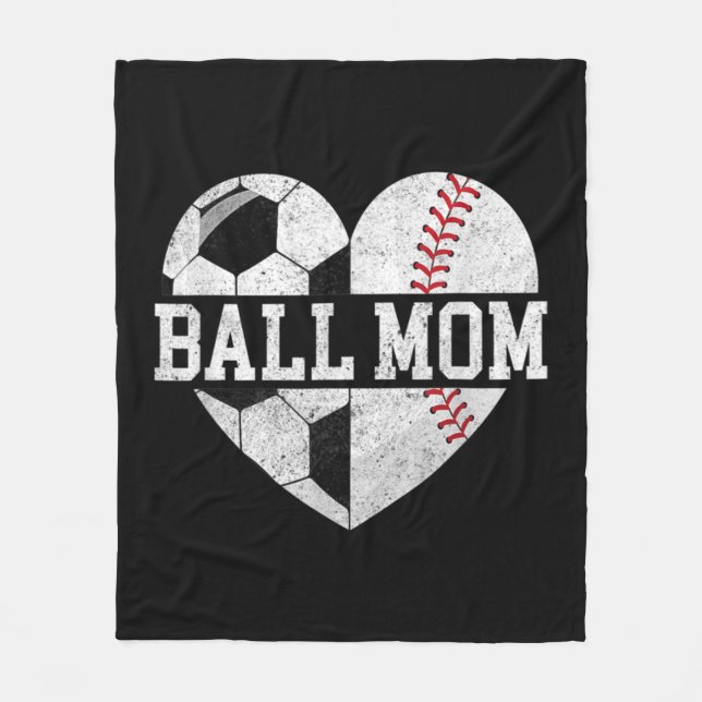 Couverture Polaire Ball Maman Coeur Amusant Baseball Soccer Maman (Devant)