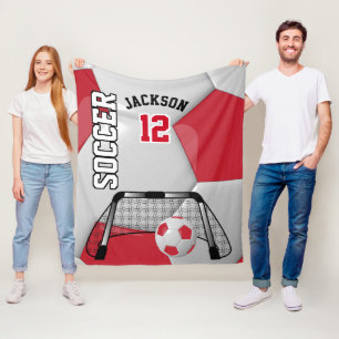 Couverture Polaire Balle de football rouge et blanc avec do-it-yourse