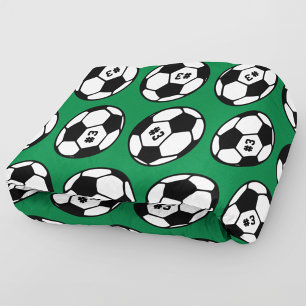 Couverture Polaire Balle de Football Verte Noire Motif Numéro