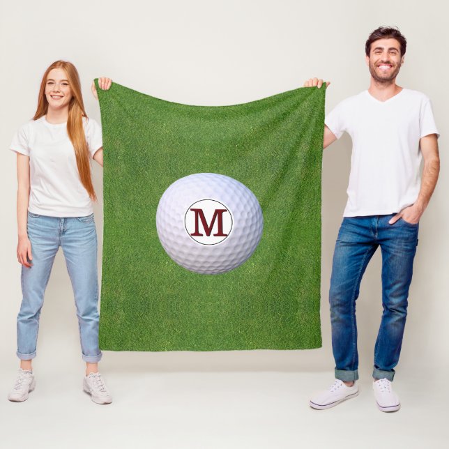 Couverture Polaire Balle de Golf Monogramme Golfeur Verts Gazon (En situation)