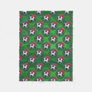 Couverture Polaire Balle de soccer couronne de Noël