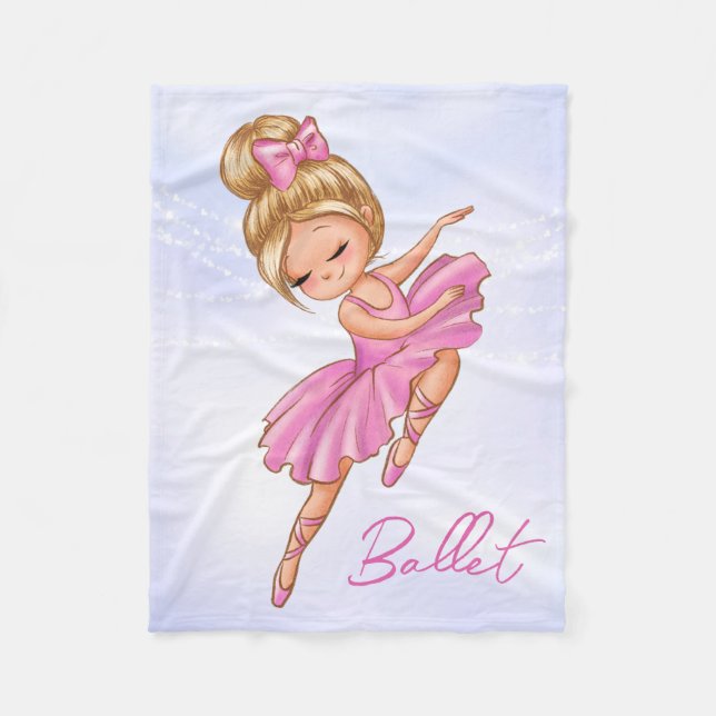 Couverture Polaire Ballerina Girl Rose, Violet Jolie Danse Ballet (Devant)