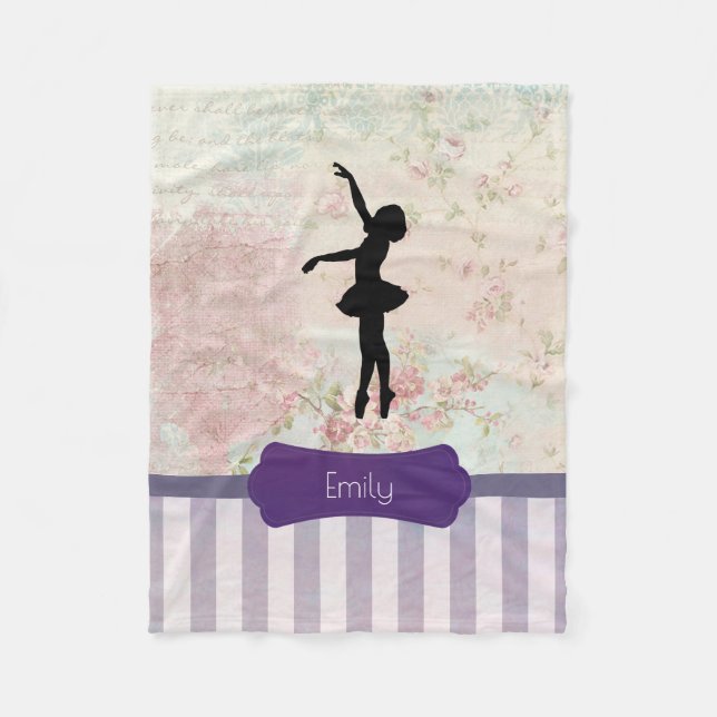 Couverture Polaire Ballerina Silhouette sur Elegant Motif Vintage (Devant)