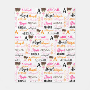 Couverture Polaire Ballerinas roses avec nom et collage Monogramme