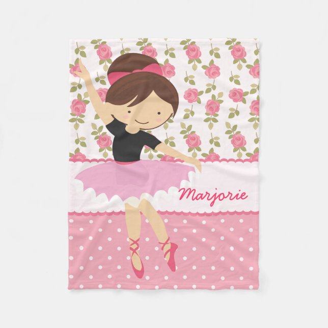 Couverture Polaire Ballerine rose florale Girly lunatique (Devant)