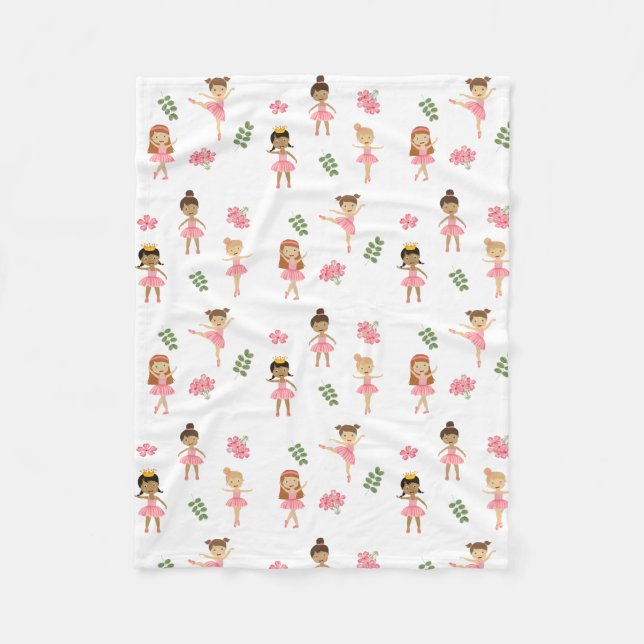 Couverture Polaire Ballet Pink Ballerinas Motif dansant (Devant)