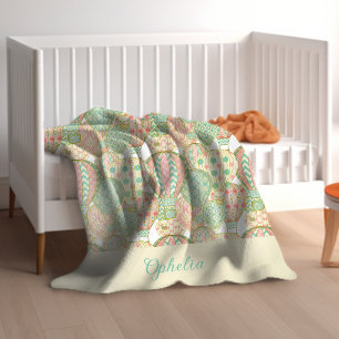 Couverture Polaire Balloirs Pastel Rose et Blue Hot Air avec nom