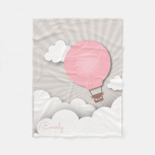 Couverture Polaire Ballon à air chaud rose personnalisé