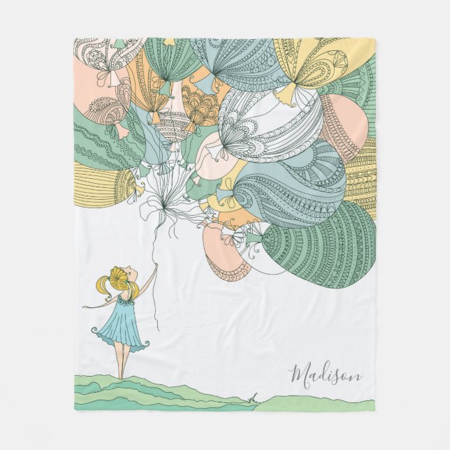 Couverture Polaire Ballons de filles Whimsical moderne mignonne Perso (Devant)