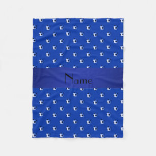 Couverture Polaire Ballons de football bleu de nom personnalisé