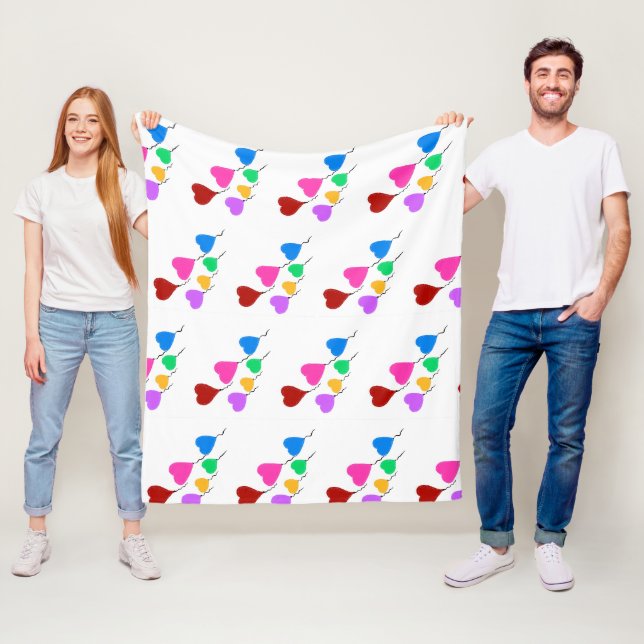 Couverture Polaire Ballons en forme de cœur (En situation)