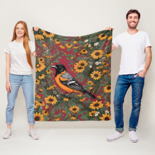 Couverture Polaire Baltimore Oriole Oiseau Et Fleurs Susan Oiseaux No