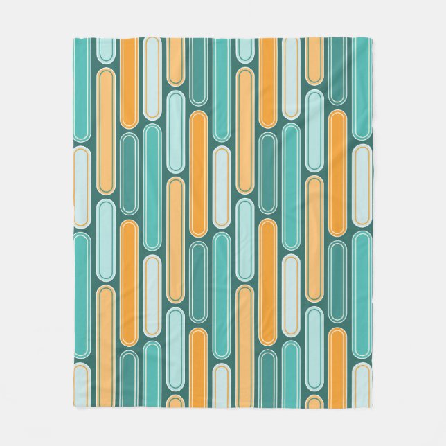 Couverture Polaire Balustraques du milieu du siècle Rétro Aqua, Turqu (Devant)
