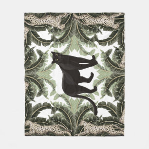 Couverture Polaire Banana Tree Cheetah Motif tropical