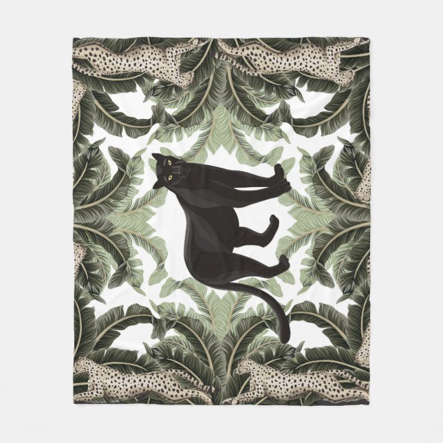Couverture Polaire Banana Tree Cheetah Motif tropical (Devant)
