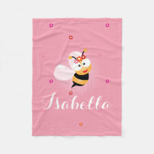 Couverture Polaire Bande dessinée rose Girly mignonne d'abeille de