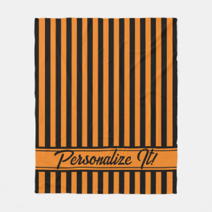 Couverture Polaire Bande verticale orange noire d'Halloween